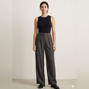 Commense Charcoal Pleated Wide Leg Trousers - Size L NWT DARK GRAY